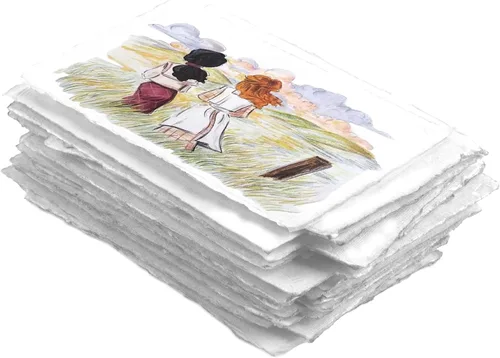 Wanderings Papel de acuarela grueso hecho a mano tamaño A6 con borde deckle – 4 x 6 – 300 GSM – Papel de medios mixtos texturizado de prensa en frío