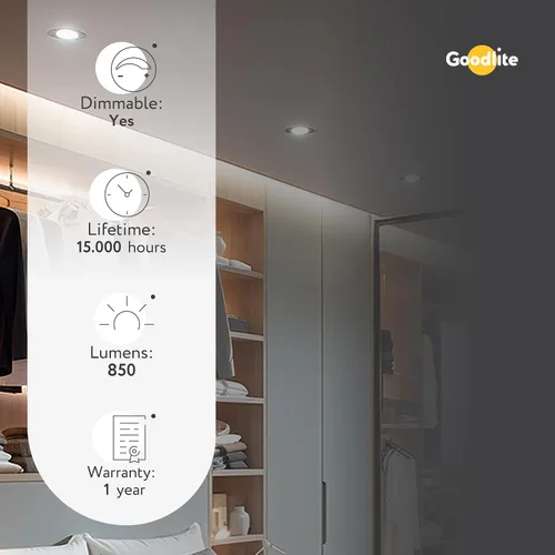 Miniatura 4 de Goodlite Foco descendente redondo LED de 4 pulgadas, 10 W (85 W igual), 850 lúmenes, 5CCT seleccionable 2700K-3000K-3500K-4100K-5000K, CRI90, Blanco