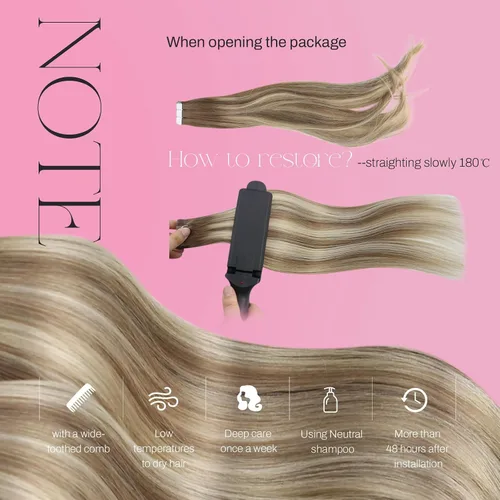 Miniatura 5 de Moresoo Extensiones de cabello humano con cinta, color degradado de castaño ceniza a rubio con mezcla con extensiones de cabello rubio claro