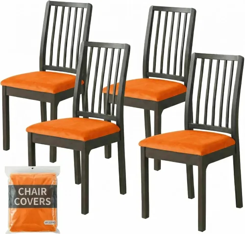 Miniatura 18 de Deisy Dee Fundas de asiento de terciopelo para sillas de comedor, juego de fundas para sillas de comedor (4, azul bebé)