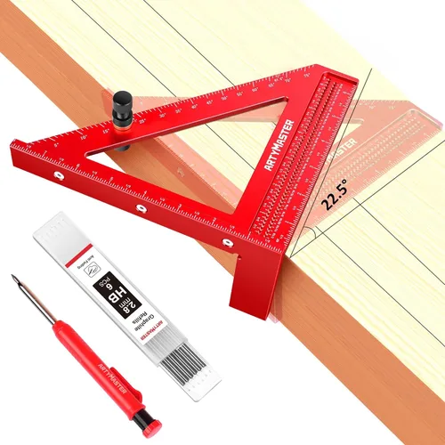 Miniatura 9 de Regla Cuadrada de Medición Multi-Ángulo 3D Mini de 3.8", WT102A Herramientas de Carpintería de Alta Precisión para Marcado de Agujeros en Trabajos