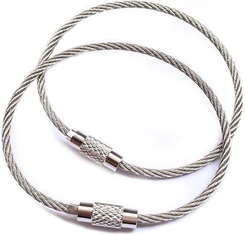 Paquete de 20 llaveros de alambre de acero inoxidable, soporte de bucles de 6 pulgadas, soporte de etiquetas para senderismo al aire libre,