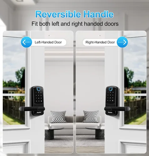 Miniatura 7 de Aceele Cerradura inteligente de puerta con huella digital sin llave, Wi-Fi integrado, cerradura electrónica para puerta delantera con teclado