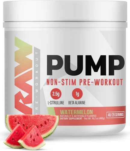 Miniatura 9 de RAW Pump sin estimulantes para preentrenamiento (Mentalidad de Campeón) - Suplemento en polvo con impulsor de óxido nítrico sin estimulantes