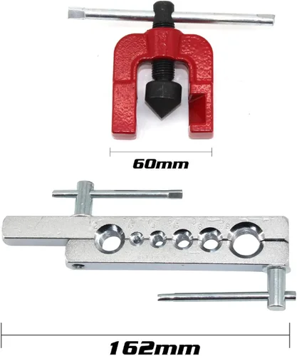 Miniatura 7 de Kit de herramientas de abocinación para línea de freno y herramienta de tubería de latón, tubo de tubería 6 troqueles de 3/16"-5/8", para reparación