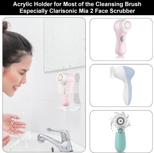 Miniatura 2 de Beautyflier Soporte eléctrico para fregar la cara, soporte acrílico transparente compatible con el limpiador de limpieza Clarisonic Mia 2, ideal