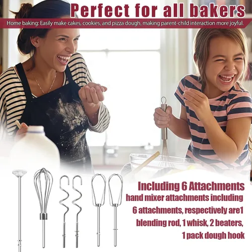 Miniatura 7 de Accesorios de batidor para batidora de mano para Kitchenaid, batidor, ganchos para amasar y varilla para mezclar líquidos, accesorios de acero
