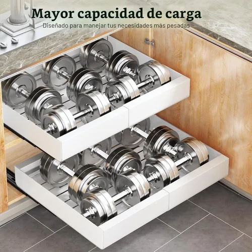 Miniatura 6 de Organizador de gabinete extraíble, expandible (12"-20") cajones deslizantes de servicio pesado fijados con película nano adhesiva para ollas