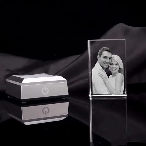 Miniatura 2 de Corazón de foto de cristal personalizado en 3D con base de luz, cubo grabado personalizado 3D, regalo de Navidad para mujeres, hombres, mamá