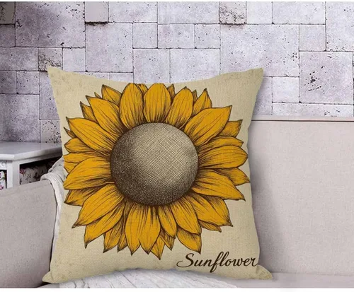 Miniatura 4 de AOYEGO Funda de almohada con diseño de girasol en estilo retro, diseño de cuadrícula aislada, diseño floral, naturaleza, 18 x 18 pulgadas, cojín