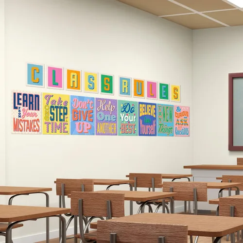 Miniatura 6 de Sweetzer & Orange Juego de 8 pósteres de reglas educativas con letras de reglas de clase, gráficos motivacionales para profesores y estudiantes