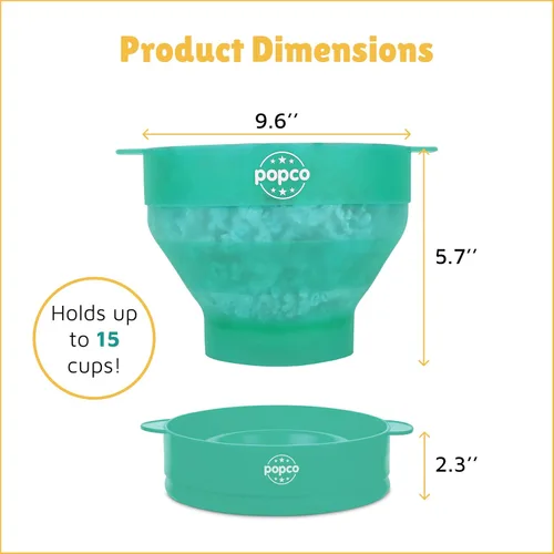 Miniatura 3 de POPCO pochoclera de microondas de silicona con manijas, palomitero de silicona, cuenco plegable sin BPA y apto para lavavajillas - 15