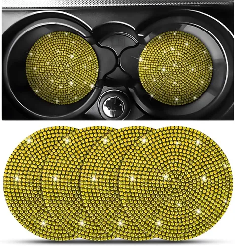 Miniatura 11 de Osilly – Portavasos para auto con brillantes, 2 unidades, diamantes de imitación, antideslizantes, portavasos universales de 2.75 pulgadas