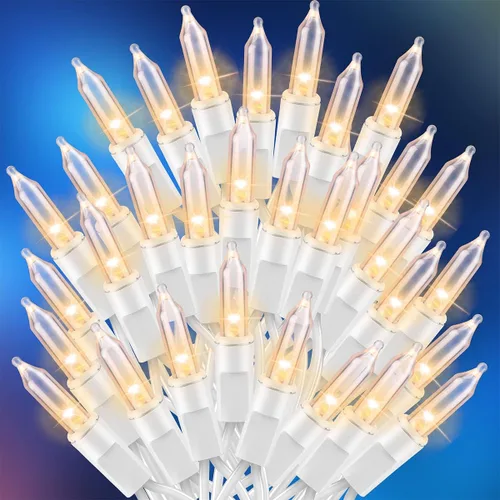 Miniatura 14 de Ultra-brillantes luces de Navidad rosa mini de 100L 19.6 pies, cadena de luces incandescentes UL listadas, se conectan de extremo a extremo, juego