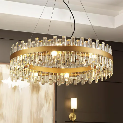 Miniatura 20 de Lámpara de Araña de Cristal Moderna Negra de 21.7", Accesorios de Iluminación de Lujo, Candelabros de Cristal de 2 Anillos para Comedor, Iluminación