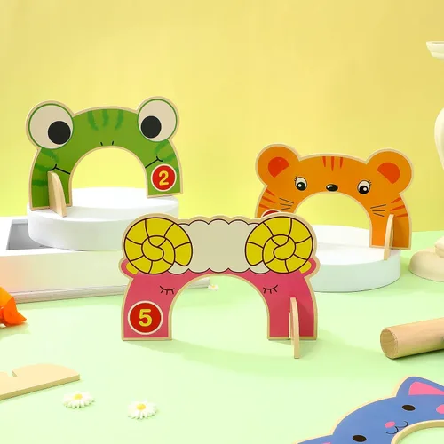 Miniatura 5 de TOYANDONA Juego de croquet para niños para 2 jugadores, juego de croquet de animales de madera, actividades al aire libre, actividades con mazos