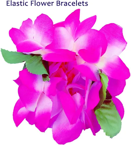 Miniatura 2 de 4 piezas de leis hawaianos morados con hojas verdes para fiesta de graduación, fiesta de baile, accesorio de fotos en exteriores (morado)
