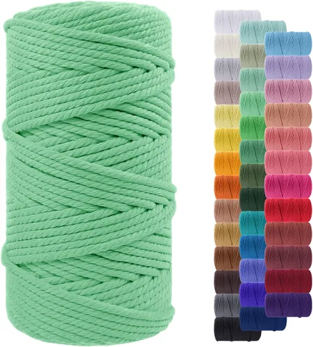 Miniatura 101 de Cuerda de macramé de 0.079 in para 219 yardas, cuerda de algodón natural para manualidades, hilo de cuerda de macramé de colores para colgar