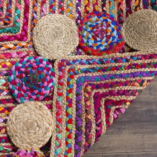 Miniatura 24 de SAFAVIEH Cape Cod Collection - Alfombra decorativa, 4 x 6 pies, beige y multicolor, hecha a mano de yute y algodón, trenzada estilo bohemio, ideal