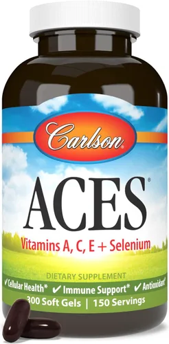 Miniatura 5 de Carlson - ACES, vitaminas A, C, E + selenio, salud celular y apoyo inmunológico, antioxidante, 300 cápsulas blandas