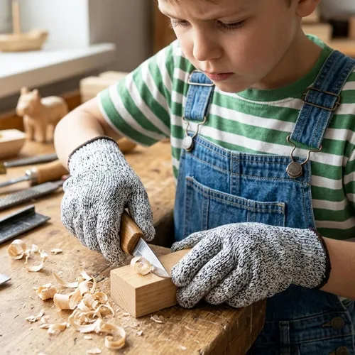 Miniatura 6 de Guantes Evridwear resistentes al corte para niños de 10 a 13 años, guantes de corte con protección de grado alimenticio nivel 5 para cocinar, Gris