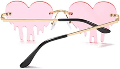 Miniatura 3 de Lentes de sol de corazón derretido para hombres y mujeres, sin montura, irregulares, para fiesta única, lentes de sol de metal para baile