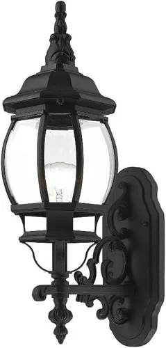 Miniatura 4 de Livex Lighting 7520-04 Farol de pared para exteriores con pantallas de vidrio biselado transparente, negro, 21 x 7 x 21 pulgadas