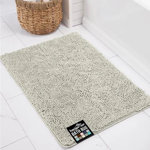 Miniatura 16 de KANGAROO Alfombras de baño, alfombra de baño de chenilla suave y absorbente, tapete de ducha lanudo, alfombra de baño de secado rápido lavable a