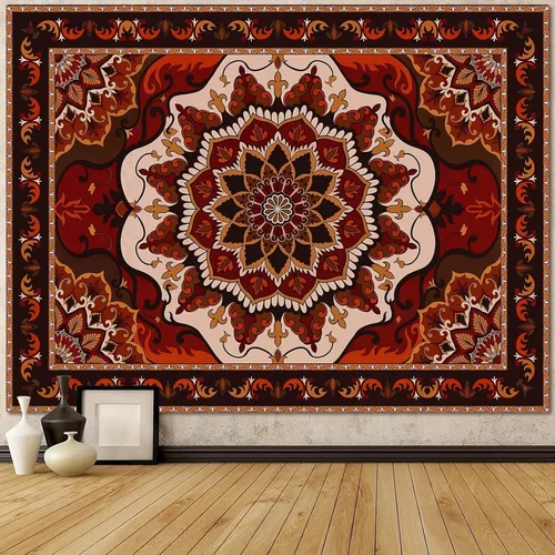 Miniatura 14 de Fowocu Boho Floral Tapestry Wall Hanging Hippie Indian Bohemian Mandala Tapestry Aesthetic Vintage Flower Medallion Beige Yellow Small Tapestries