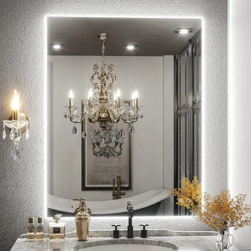 Miniatura 16 de Keonjinn - Espejo de 48x30 pulg retroiluminado LED para baño/tocador, luz de 3 colores ajustables blanca/cálida/natural, lúmenes altos, montaje