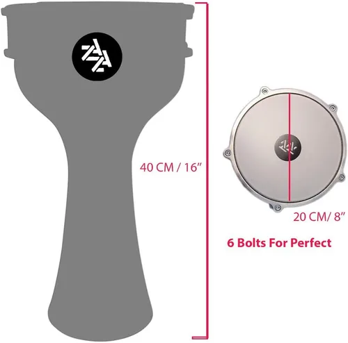 Miniatura 3 de Darbuka de aluminio de 16 '' de longitud, tambor Doumbek turco sintonizable de cabeza sintética de 8 pulgadas (grabado oscuro-azul)