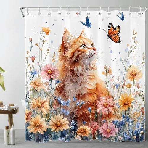 Miniatura 15 de LB Get Naked - Cortina de ducha pequeña de 48 x 68 pulgadas, forro de cortina de ducha de tamaño medio azul y rosa, cortinas de ducha estrechas