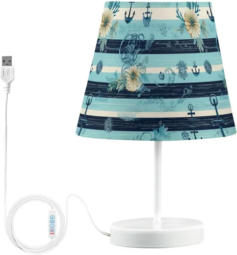 Miniatura 17 de ODAWA Desk Lamp Dimmable Vintage Seashell Blue Bedroom Lamps with USB Ports Table Lamps for Bedroom