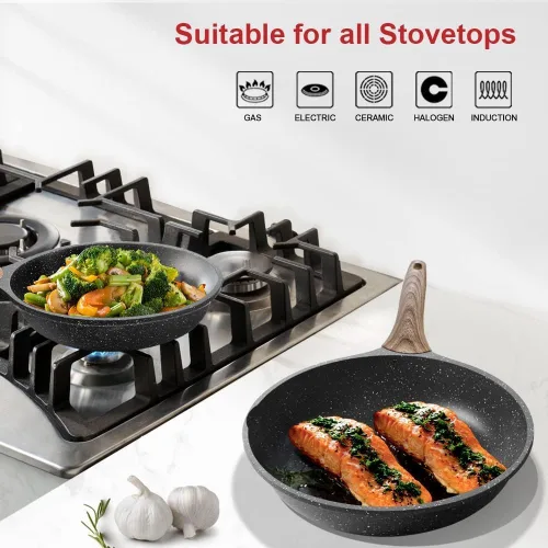 Miniatura 4 de Caannasweis Sartén Antiadherente de Granito, Sartenes Antiadherentes para Omelette, Sartén para Huevos y Omelette, Utensilios de Cocina de Piedra