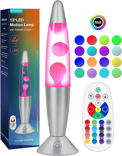 Miniatura 10 de Lámpara de Movimiento Líquida de 17 Colores con Control Remoto: Luz Nocturna LED de 34.3 cm para Niños y Adultos - Lámpara de Mesa Relajante