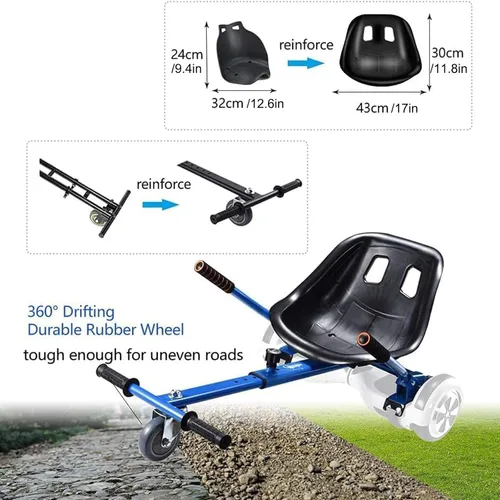 Miniatura 3 de Accesorio de asiento para aeropatineta para aeropatineta de 6.5 a 10 pulgadas, kit de conversión de buggy go kart, accesorio para scooter de Azul