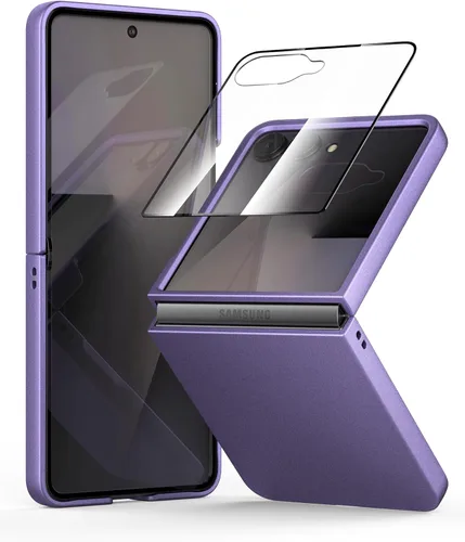 Miniatura 16 de Funda delgada para Galaxy Z Flip 5, parte trasera de policarbonato duro, sensación esmerilada, soporte de carga inalámbrica, ligera, a prueba
