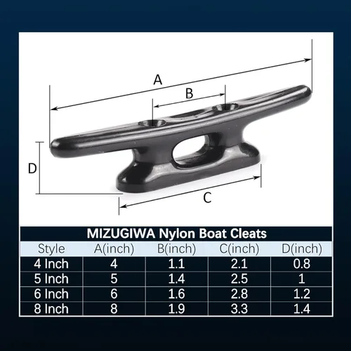 Miniatura 3 de MIZUGIWA Nylon Boat Cleats Dock Cleats Black,4 Inch 5 Inch 6 Inch 8 Inch,Marine Boat Cleats for Rope Hooks,Kayaks,Tie Down,Maritime Decor