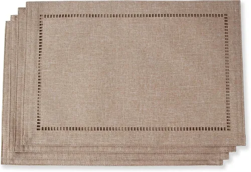 Tosewever Juego de 4 manteles individuales decorativos de lino de 12 x 18 pulgadas, manteles de mesa estilo granja para comedor, boda, fiesta, Café