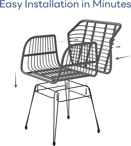 Miniatura 8 de KROFEM - Juego de 3 piezas de muebles de mimbre para patio estilo bistró, incluye 2 sillas de ratán y mesa con tapa de vidrio, ideal para porche