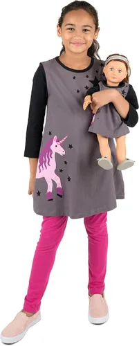 Miniatura 55 de Leveret - Conjunto de vestidos a juego para niña y para muñeca, 100% algodón, gran variedad de estilos, (tallas de 2 a 14 años)