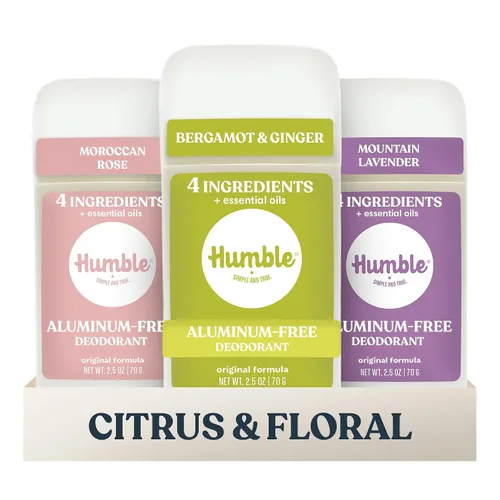 HUMBLE BRANDS - Formula original de desodorante sin aluminio Control de olores, larga duración, bicarbonato de sodio, aceites esenciales, sutil y