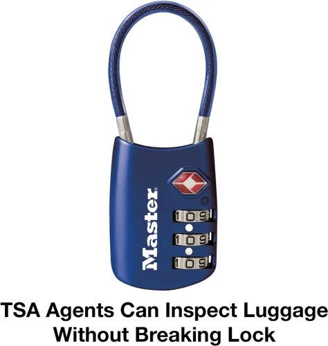 Miniatura 3 de Master Lock 4688DBLU Tsa candado estilo cable para equipaje, 24 unidades, azul., 4688DBLU