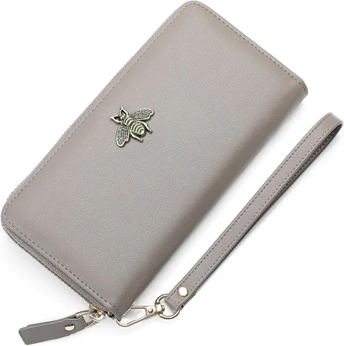 Miniatura 6 de Billetera para mujer con bloqueo RFID para mujer, carteras largas con correa de muñeca para mujer