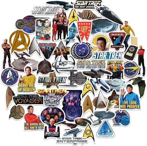 Star Trek - Paquete de calcomanías de vinilo troqueladas grandes de lujo, paquete variado - Laptop, botella de agua, álbumes de recortes, tableta,
