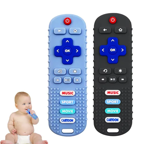 Miniatura 9 de Paquete de 2 mordedores con forma de control remoto para bebé, juguete para bebés, control remoto de TV, juguetes de dentición con control remoto