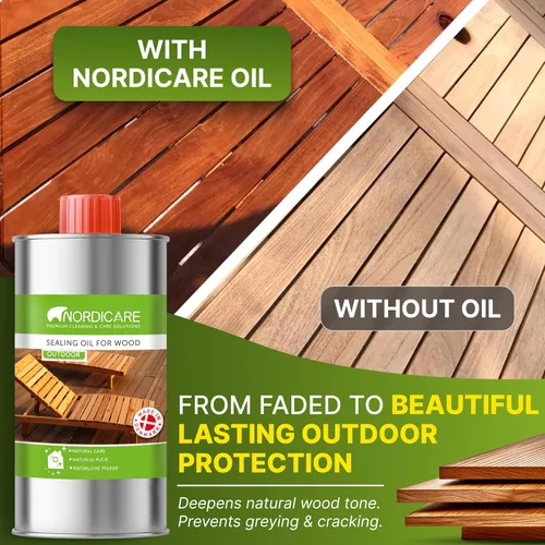 Miniatura 2 de Nordicare Aceite de teca para muebles de exterior, 16.9 onzas – Aceite de madera de exterior y sellador para teca, acacia, roble y más, ayuda a
