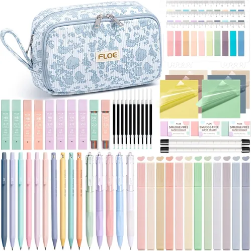 Miniatura 10 de 62 piezas de suministros escolares estéticos, bonitos suministros de regreso a clases, esenciales universitarios, set de papelería con estuche