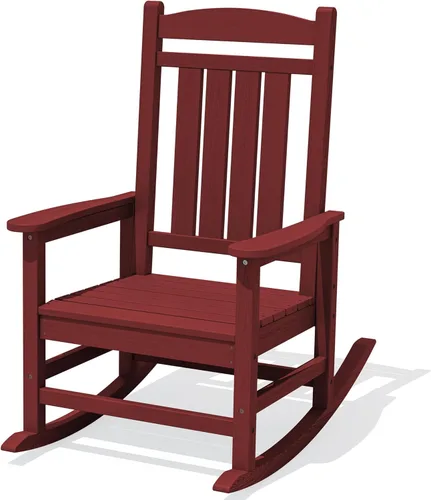 Miniatura 53 de KINGYES Mecedoras de polietileno de alta densidad para exteriores, sillas mecedoras para patio con soporte de 330 libras, balancín suave para porche