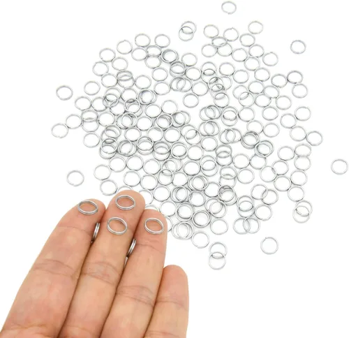 Miniatura 17 de 200 piezas de mini anillo de salto dividido de 0.394 pulgadas con doble bucles, pequeños anillos redondos de metal negro, conectores para hacer
